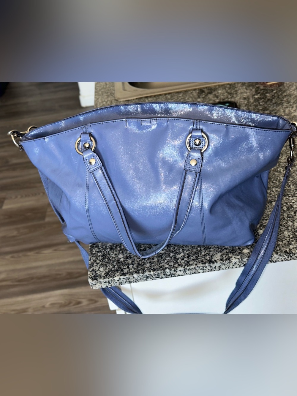 2012 Coach Poppy Daisy Blue Liquid Gloss Shoulder Bag - Picture 8 of 11